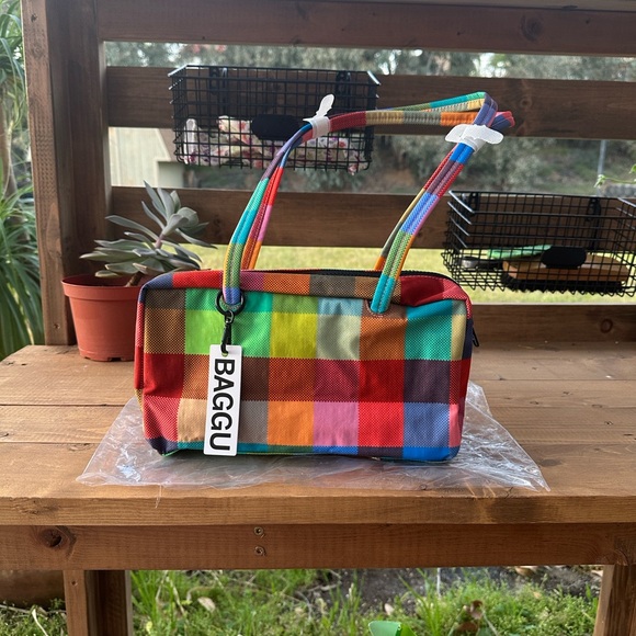 BAGGU Handbags - BAGGU Madras Bowler Bag